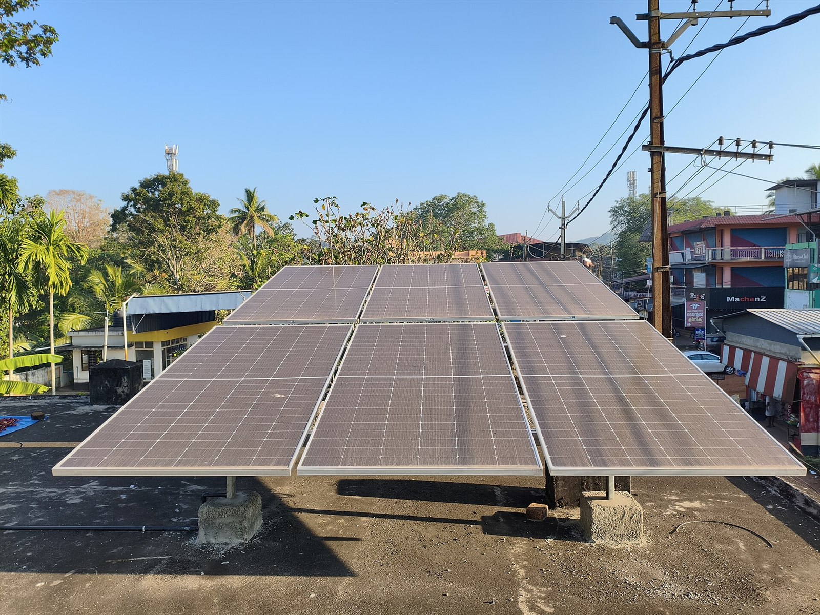 A rooftop solar array