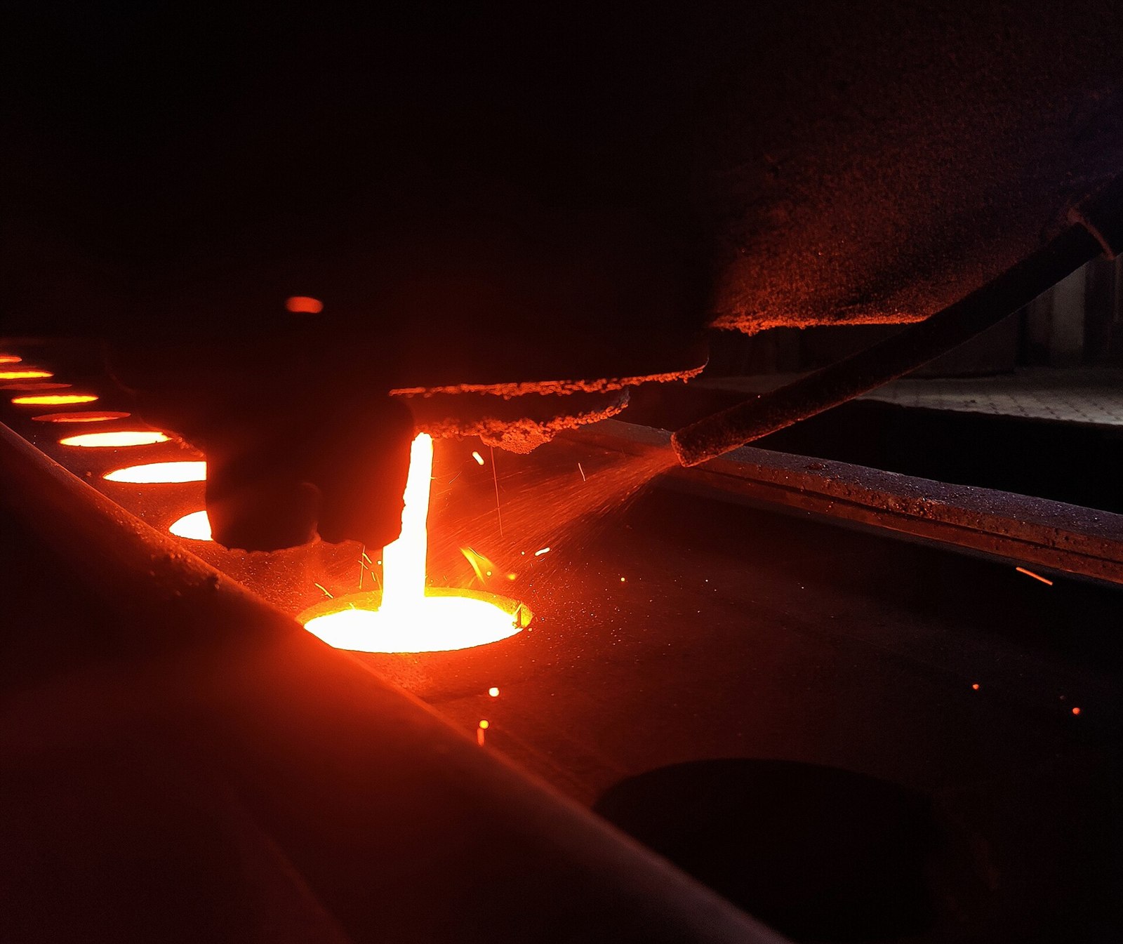 Molten metal poured at a smelter