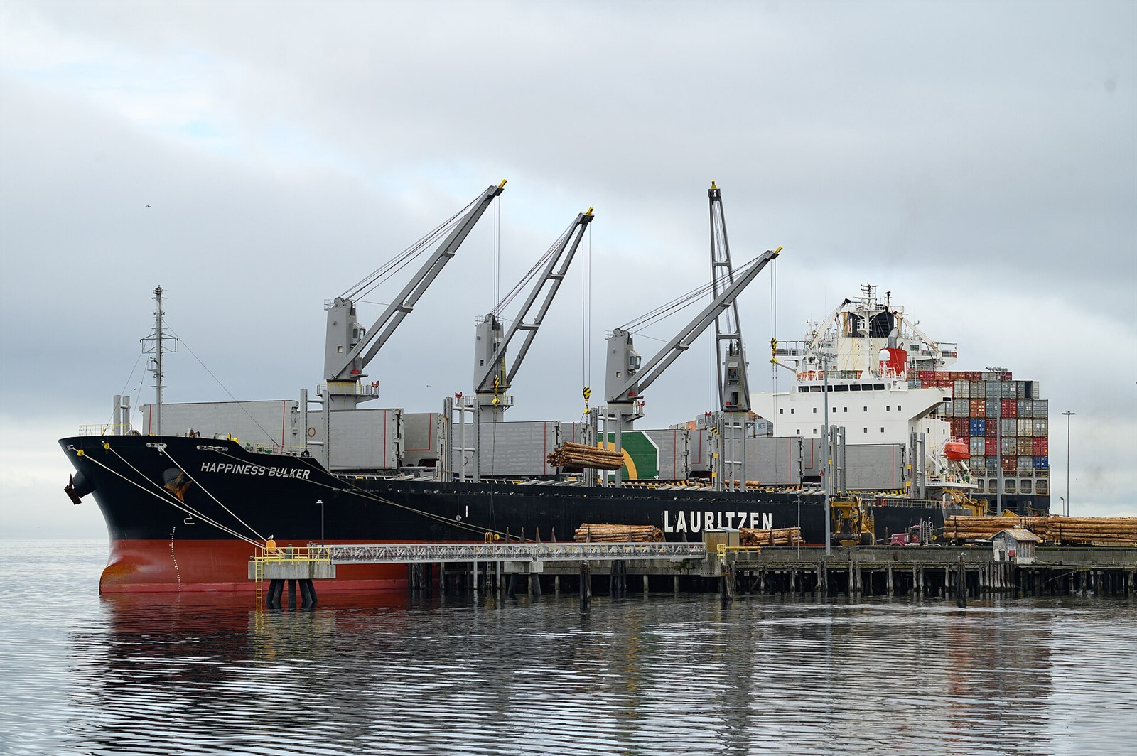 A bulk carrier at sea