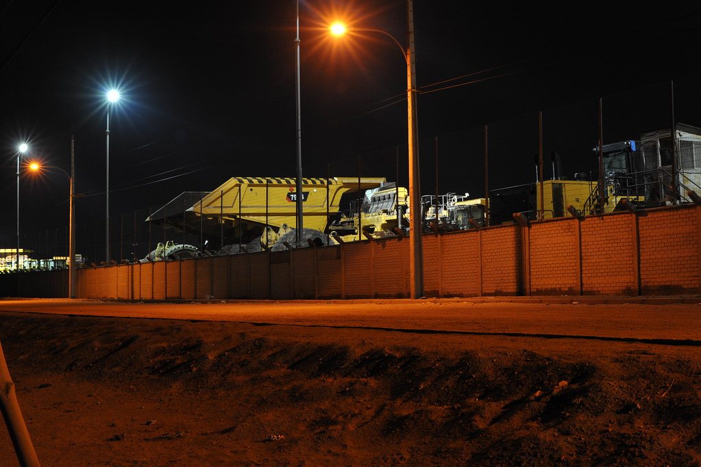 Heavy plant and haul equipment standing at the site yard